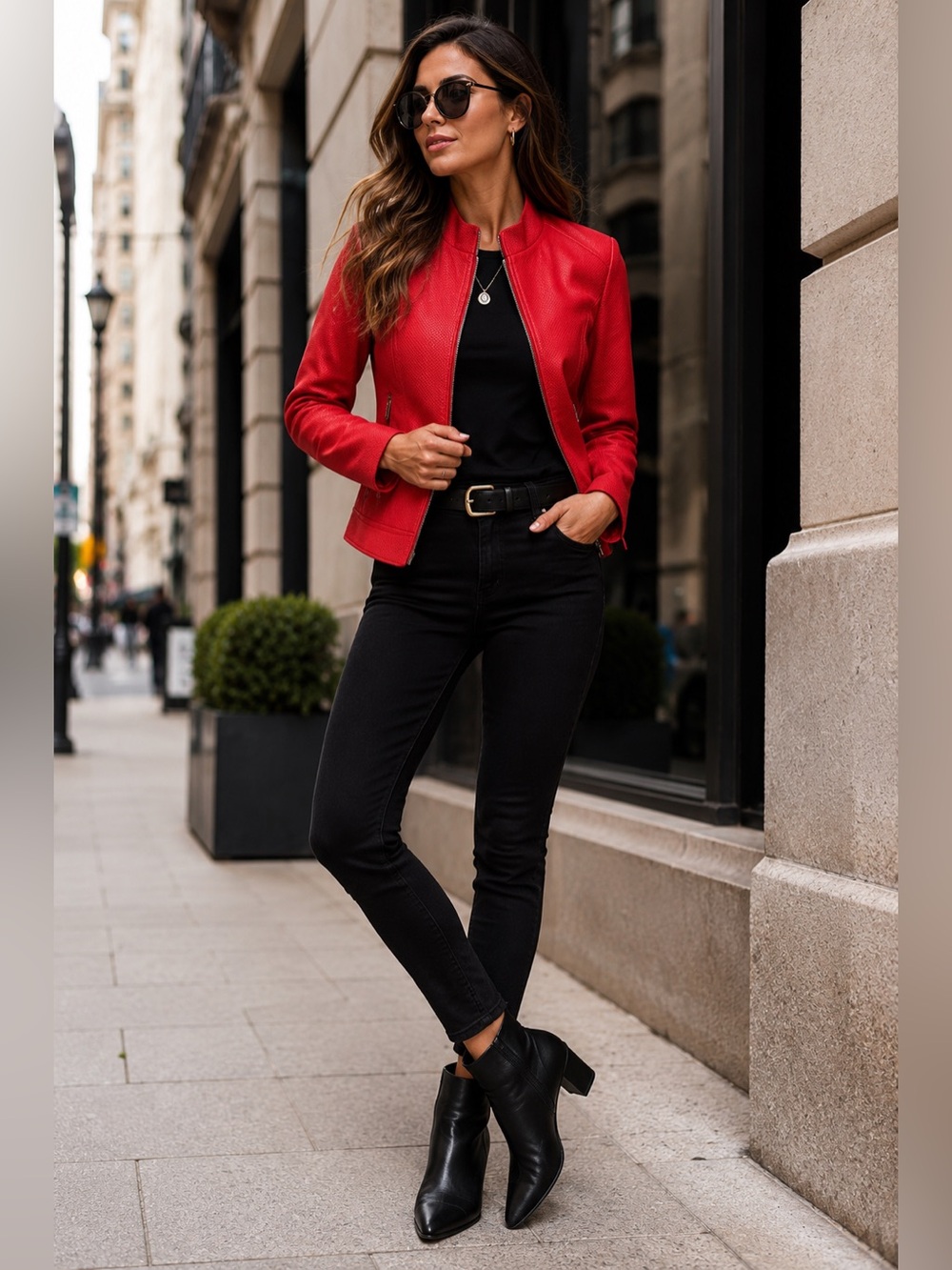 Desigual Red Textured Faux Leather Moto Jacket Sz Small Zip Front Vegan Leather